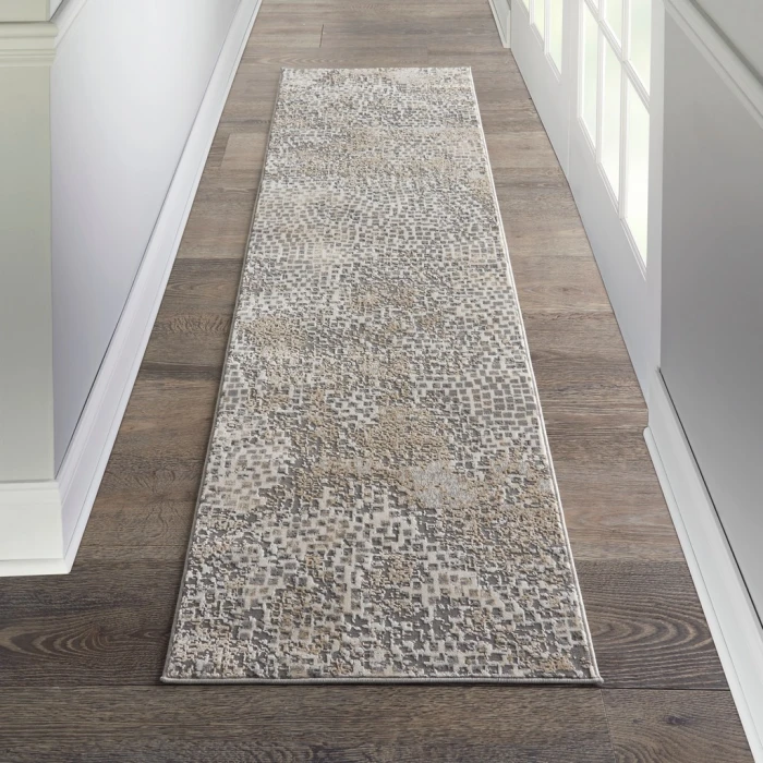 Michael Amini MA90 Uptown Runner Area Rug UPT02-Beige/Grey