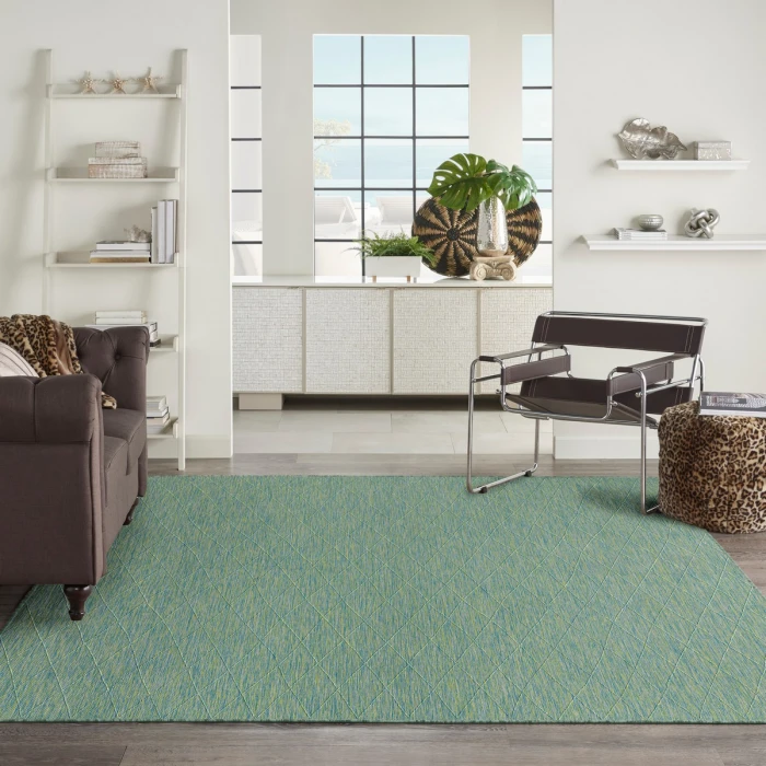 Nourison Washable Solutions Blue/Green WSL01 10 ft. X 14 ft. Rect. Rug