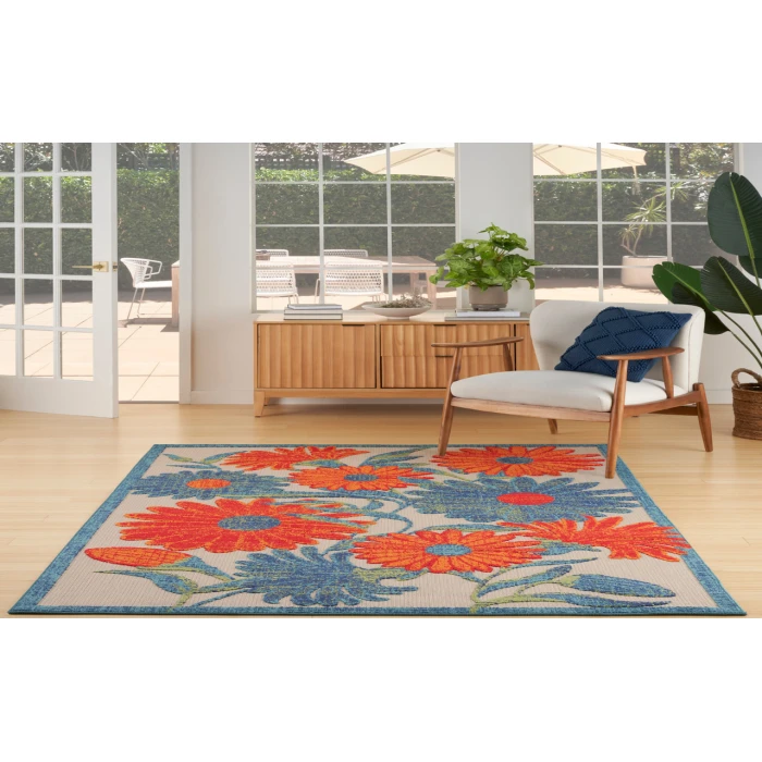 Nourison Aloha Ivory Multicolor ALH33 5 ft. 3 in. X 7 ft. 5 in. Rectangle Rug