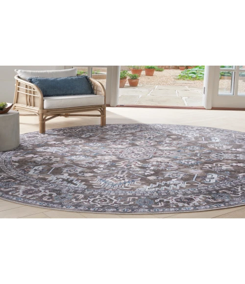 Nicole Curtis Machine Washable Series 1 Olive Ivory SR104 5 ft. 3 in. Round Rug