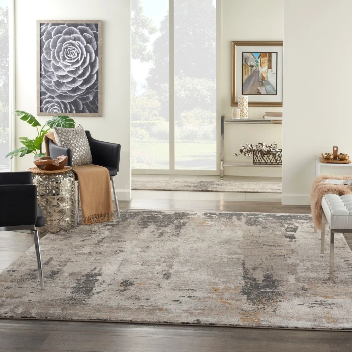 Nourison Tangra Cream Grey TNR05 8 ft. X 10 ft. Rect. Rug