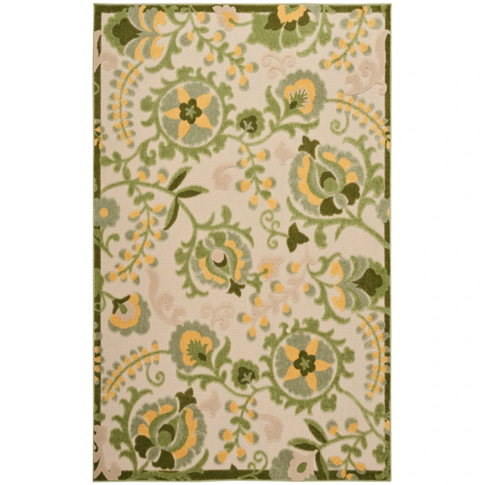 Nourison Aloha Ivory Green ALH17 5 ft. 3 in. X 7 ft. 5 in. Rectangle Rug