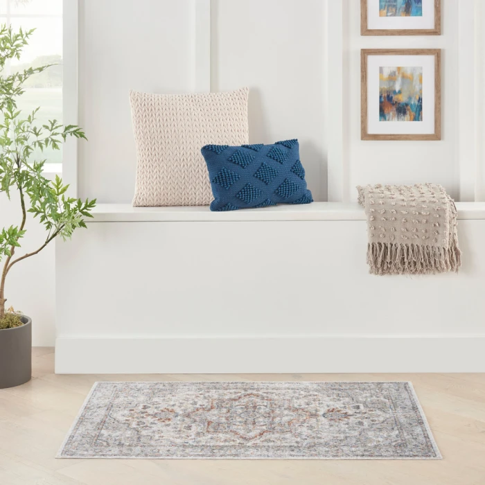 Nourison Astra Machine Washable Area Rug ASW12 Grey/Multi