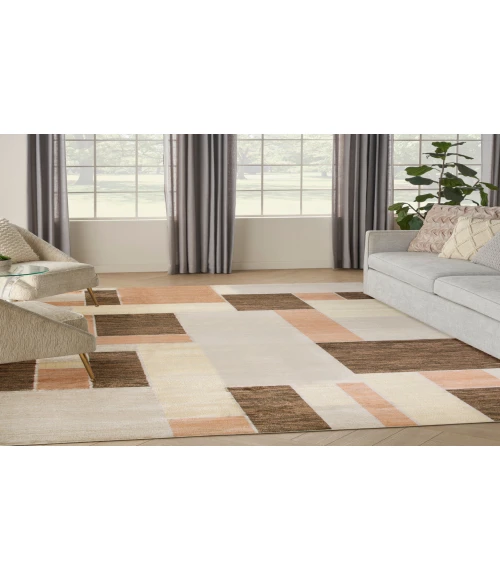 Nourison Astra Machine Washable Beige Multicolor ASW09 6 ft. 7 in. X 9 ft. Rectangle Rug