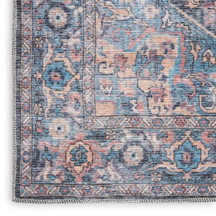 Nicole Curtis Machine Washable Series 1 Area Rug SR101 Blue 5' x 7'