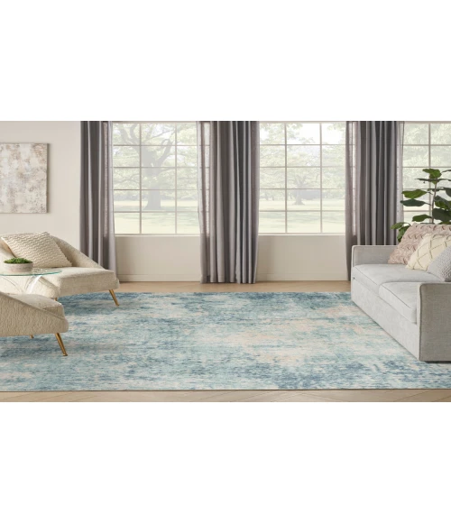 Nourison Astra Machine Washable Blue Ivory ASW07 7 ft. 10 in. X 10 ft. Rectangle Rug