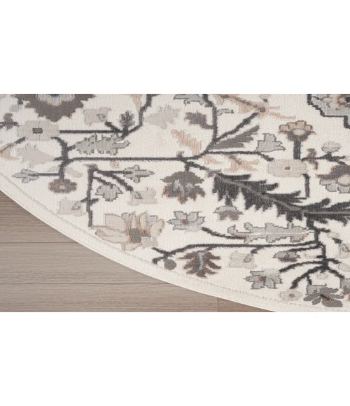Nourison Elation Ivory Grey ETN09 5 ft. 3 in. Round Rug