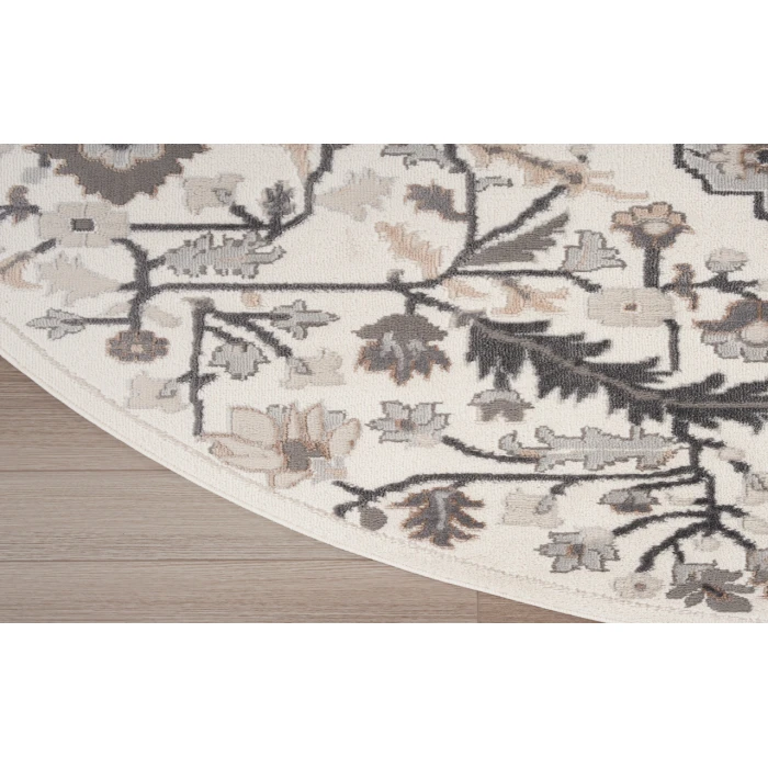 Nourison Elation Ivory Grey ETN09 5 ft. 3 in. Round Rug