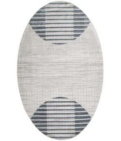 Nourison Home Astra Machine Washable ASW03 Ivory Blue 5 ft. 3 in. Round Area Rug