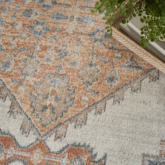 Nourison Astra Machine Washable Area Rug ASW11 Grey/Gold