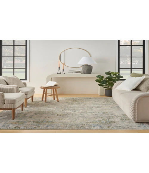 Nourison Astra Machine Washable Blue Green ASW12 6 ft. 7 in. X 9 ft. Rectangle Rug