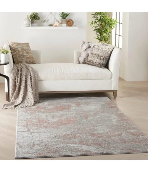 Nourison Rustic Textures Area Rug RUS15-Light Grey/Rust