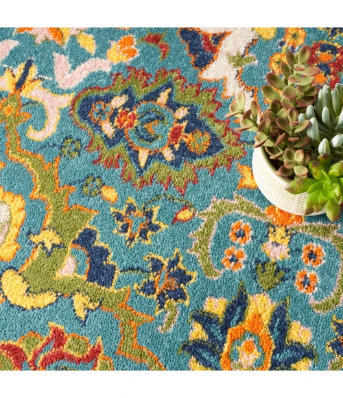 Nourison Allur Area Rug ALR03 Turquoise Ivory