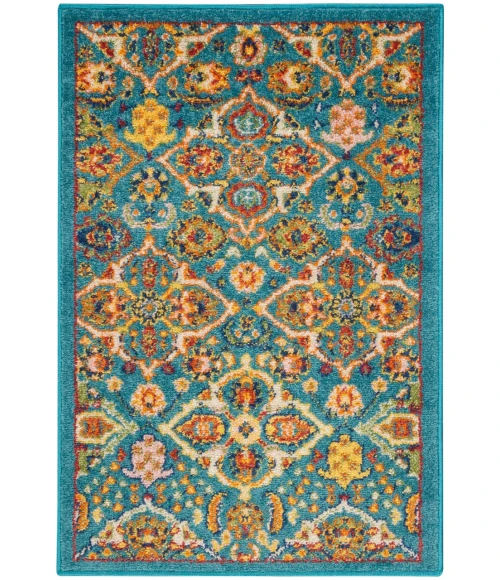 Nourison Allur Area Rug ALR03-Turquoise Ivory
