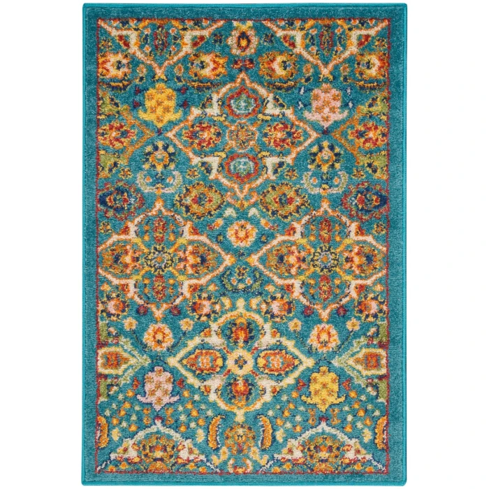 Nourison Allur Area Rug ALR03-Turquoise Ivory