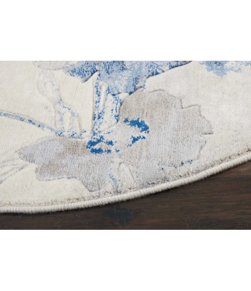 Nourison Somerset Round Area Rug ST18-Ivory/Blue