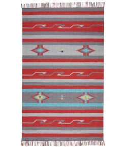 Nourison Home Baja BAJ01 Grey/Red 5 ft. X 7 ft. Area Rug
