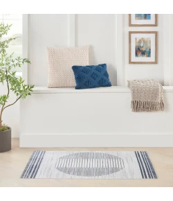 Nourison Home Astra Machine Washable ASW05 Ivory Blue 2 ft. 2 in. X 4 ft. Area Rug
