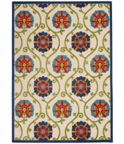 Nourison Home Aloha ALH19 Blue Multicolor 5 ft. 3 in. X 7 ft. 5 in. Area Rug