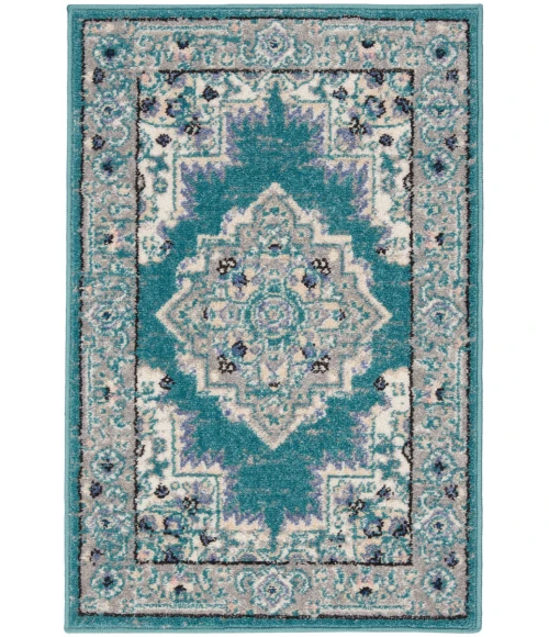 Nourison Passion Area Rug PSN03 Turquoise Grey