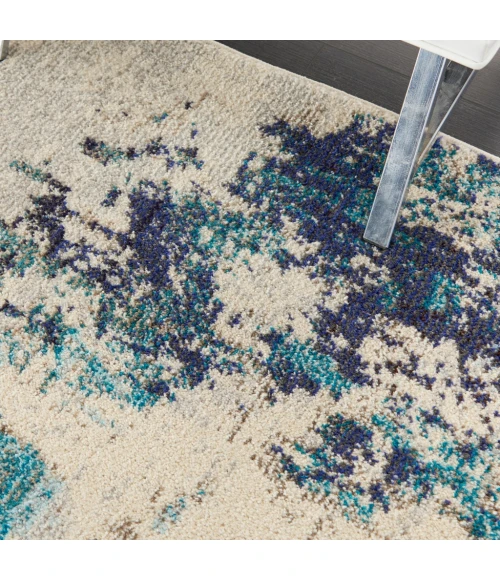 Nourison Celestial Area Rug CES02-Ivory/Teal Blue
