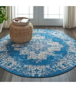 Nourison Home Grafix GRF14 Blue 5 ft. 3 in. Round Area Rug