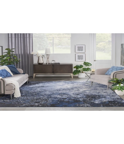 Nourison Passion Light Blue Black PSN10 9 ft. X 12 ft. Rectangle Rug