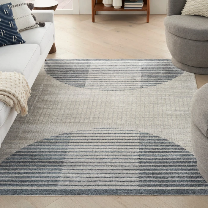 Nourison Astra Machine Washable Area Rug ASW03 Ivory Blue