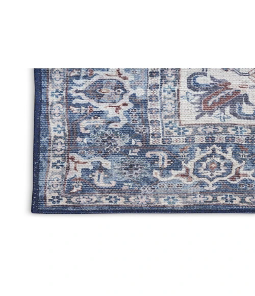 Nicole Curtis Machine Washable Series 1 Navy Ivory SR104 2 ft. 2 in. X 10 ft. Rectangle Rug