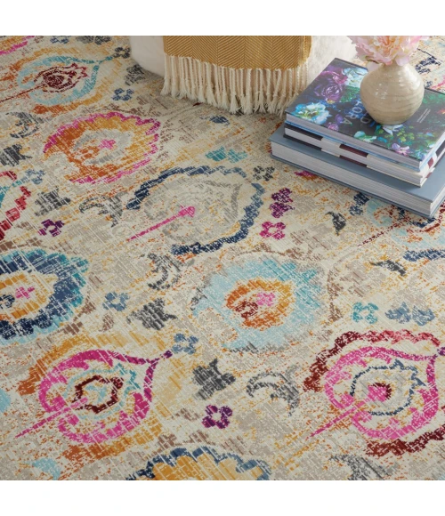 Nourison Vintage Kashan Round Area Rug VKA04-Ivory/Multicolor