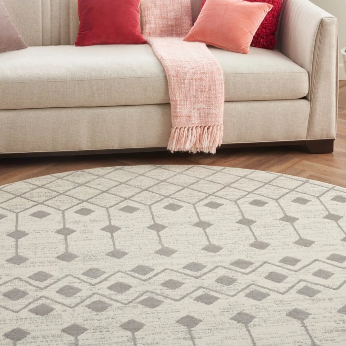 Nourison Grafix Round Area Rug GRF37-Ivory/Grey