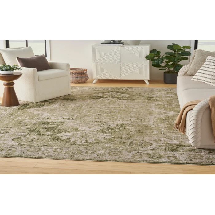 Nourison Astra Machine Washable Ivory Green ASW12 9 ft. X 12 ft. Rectangle Rug