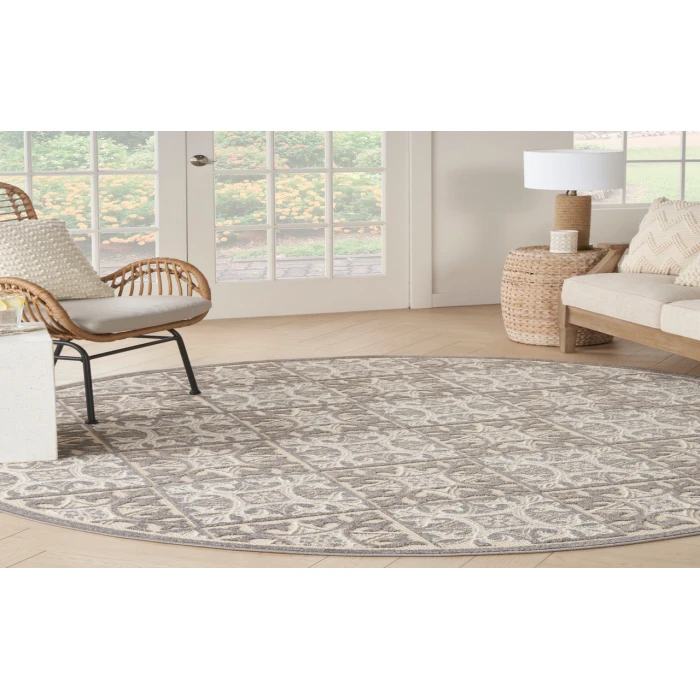 Nourison Aloha Ivory Grey ALH34 7’10” Round Rug