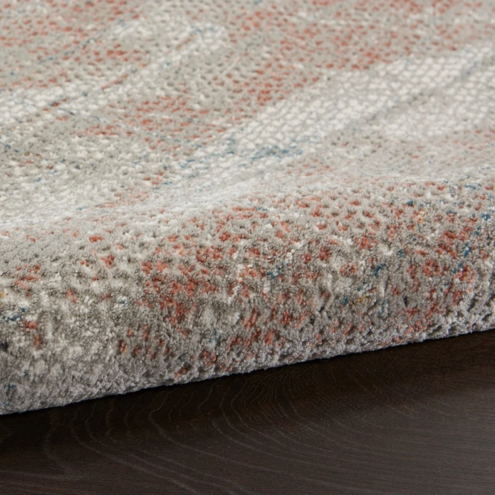 Nourison Rustic Textures Area Rug RUS15 Light Grey/Rust 5'3" Round