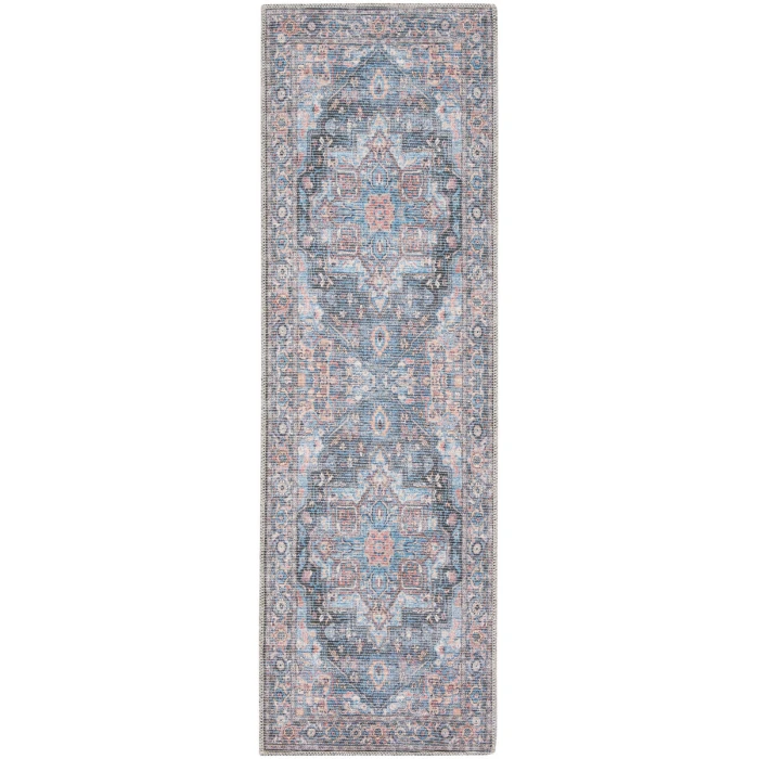 Nicole Curtis Machine Washable Series 1 Area Rug SR101 Light Blue Multi
