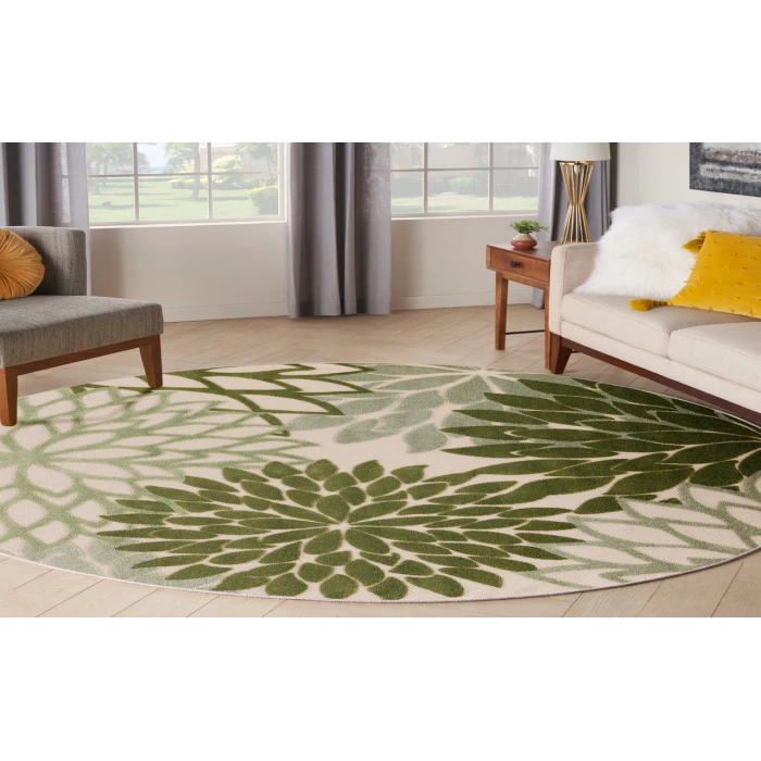 Nourison Aloha Ivory Green ALH05 5 ft. 3 in. Round Rug
