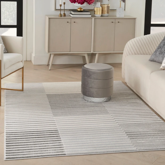 Inspire Me! Home Décor Brushstrokes Area Rug BSK04 Silver Grey