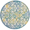 Nourison Home Aloha ALH21 Ivory Blue 4 ft. Round Area Rug