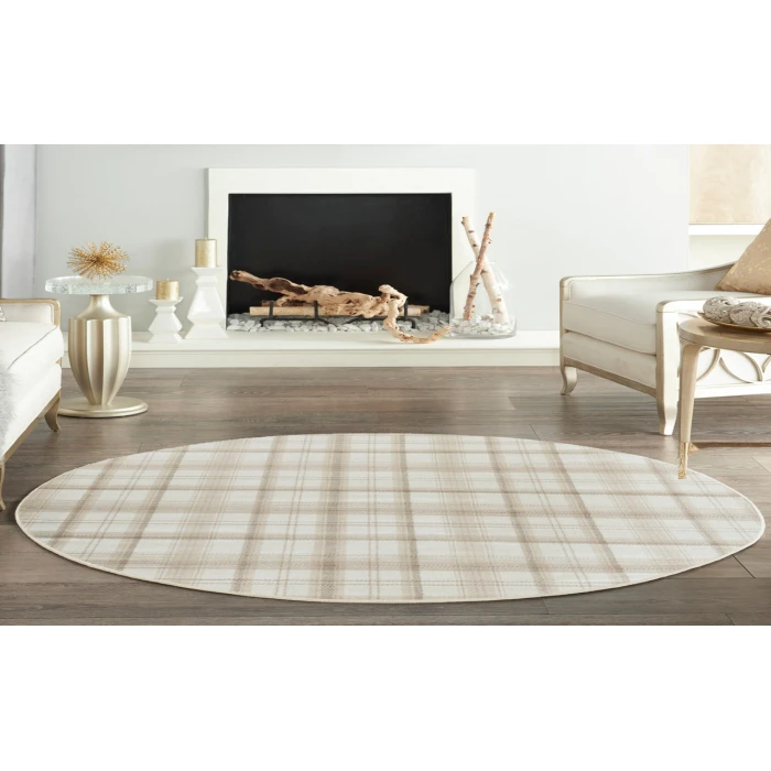 Nourison Grafix Ivory Beige GRF03 8 ft. Round Rug
