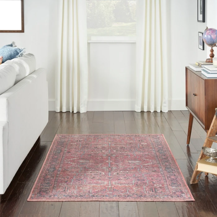 Nicole Curtis Machine Washable Series 1 Area Rug SR102 Red 4' x 6'