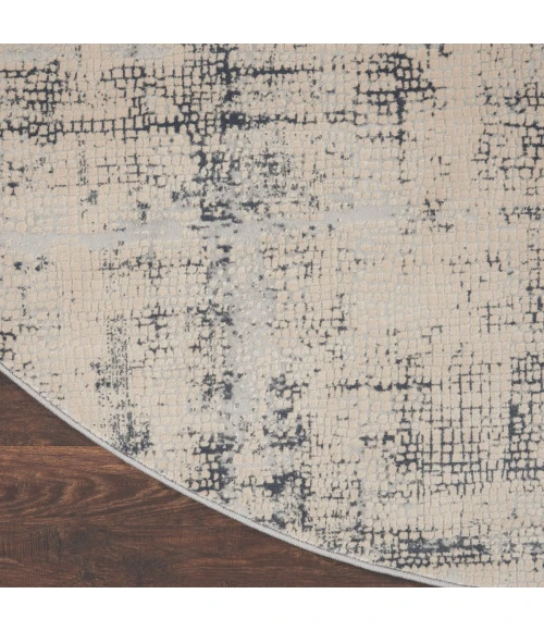 Nourison Rustic Textures Area Rug RUS06 Ivory/Blue 5'3" Round