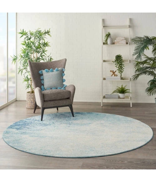 Nourison Passion Round Area Rug PSN10-Navy/Light Blue