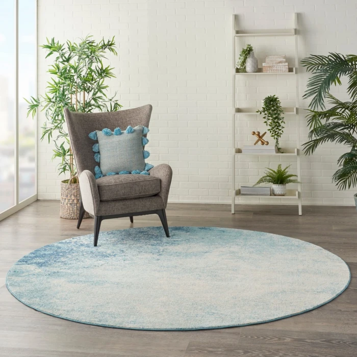 Nourison Passion Round Area Rug PSN10-Navy/Light Blue