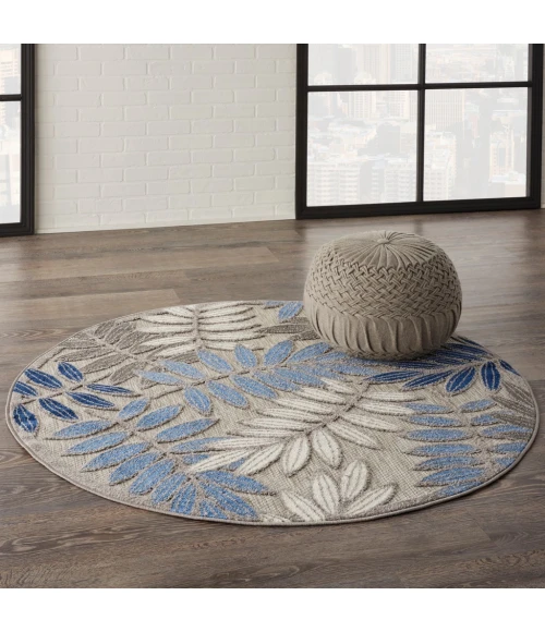 Nourison Aloha Round Area Rug ALH18-Grey/Blue
