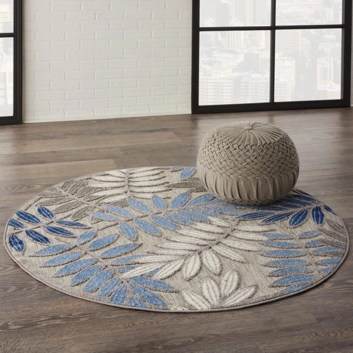 Nourison Aloha Round Area Rug ALH18-Grey/Blue