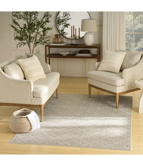 Nourison Home Washable Charm Grey WCH03 5ft. x 7ft. Rect. Rug