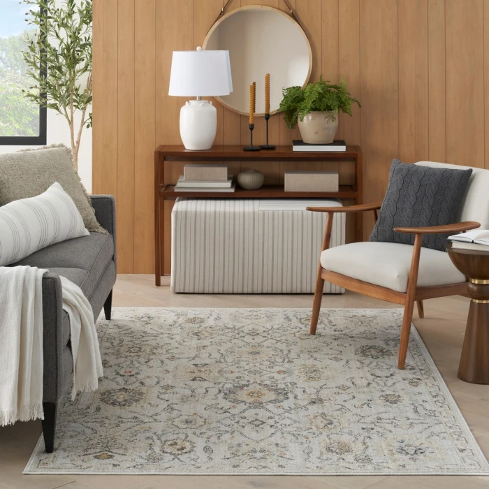 Nourison Oushak Home Grey OUS01 6 ft. X 9 ft. Rect. Rug