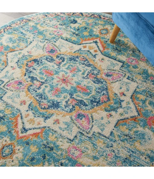 Nourison Passion Round Area Rug PSN25-Ivory/Light Blue