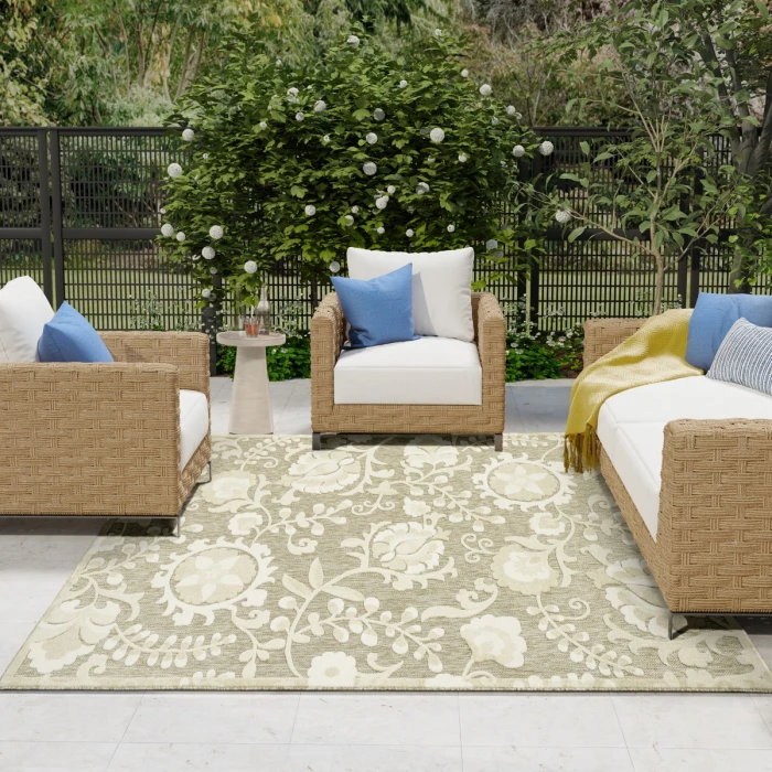 Nourison Aloha Ivory Sage ALH17 9 ft. X 12 ft. Rect. Rug