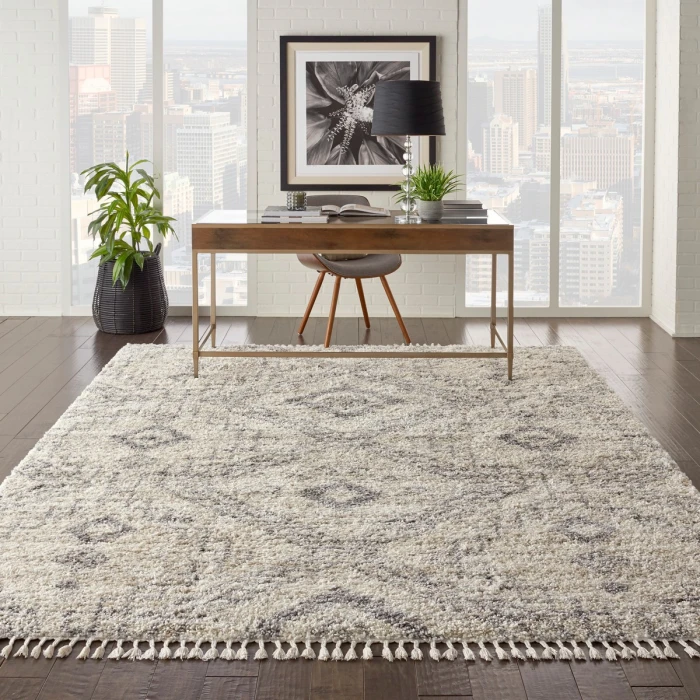 Nourison Oslo Shag Ivory/Grey OSL02 8 ft. X 11 ft. Rect. Rug